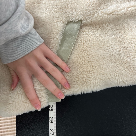 Faux Fur Coat Ivory & Gray Womens XL Vintage - Picture 10 of 14